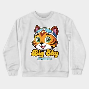 Cute Tiger Skiing Big Sky Crewneck Sweatshirt